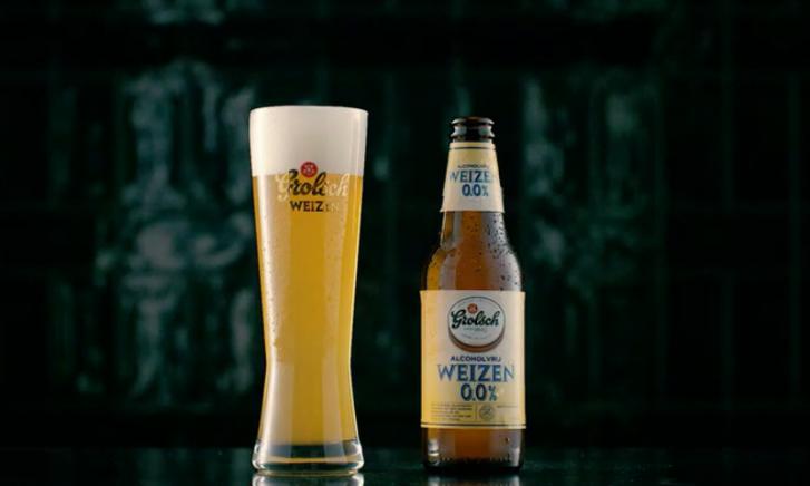 Grolsch alcoholvrije Weizen flesje en glas